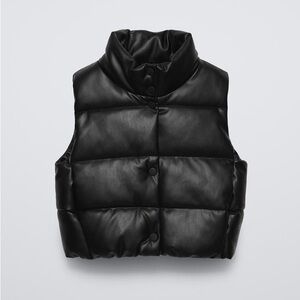 ZARA FAUX LEATHER PUFFER VEST